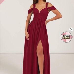 Azazie Bridesmaids Dress. Style Leanne. Burgundy Chiffon. Garment bag included.